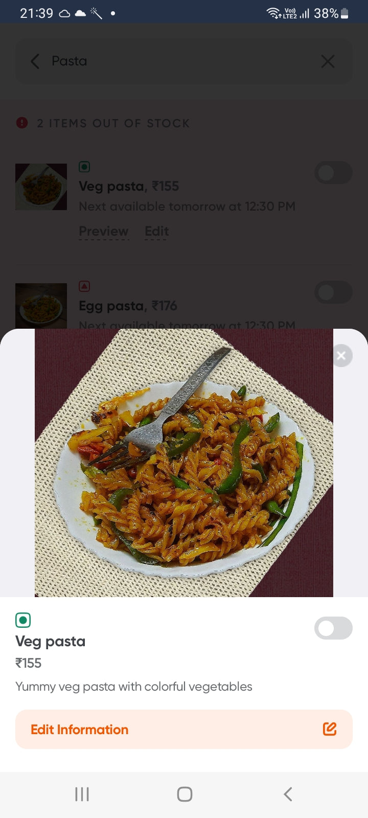 Veg pasta